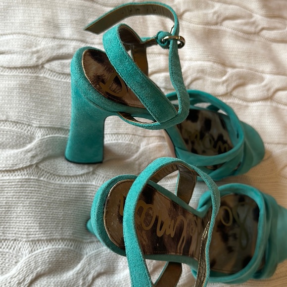 Sam Edelman ‘Taryn’ Chunky Sandal Heels in Turquoise size 9.5 - Picture 5 of 11